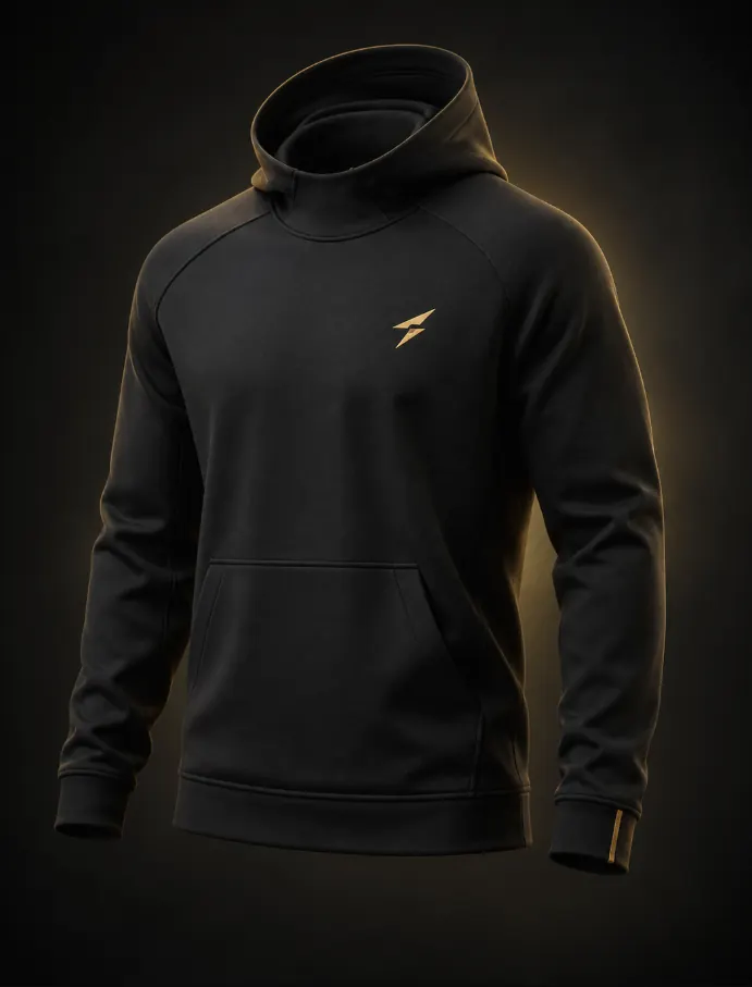 Black LCP performance hoodie with gold crest